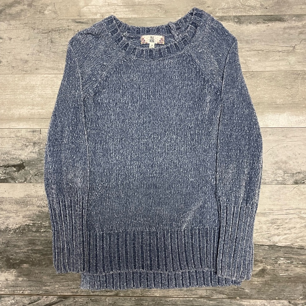 Pink Rose Blue Oversized Sweater